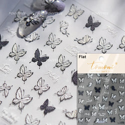 Blue Purple Tulip Flower Butterfly Garden Blossom Floral Charming Delicate 5D Relief Adhesive Nail Art Stickers Manicure Decals (ONLINE ORDER ONLY)