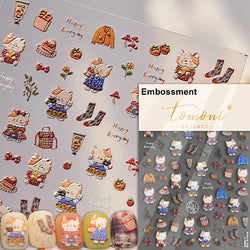 Cute Bowknot Dog Puppy Bear Strawberry Cake Fruit Juice Coffee Desserts Corgi Cherry Adhesive Nail Art Stickers Manicure Decals (ONLINE ORDER ONLY)