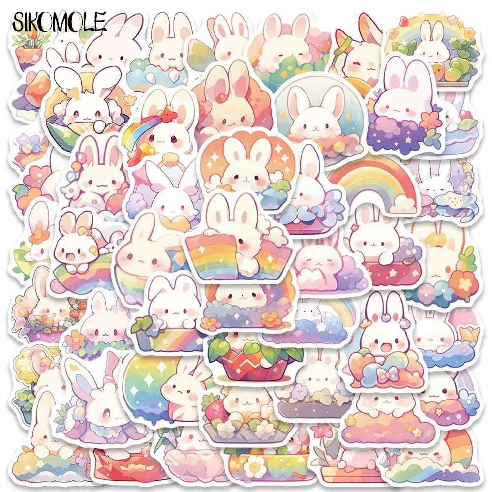 Cartoon Rainbow Bunny Stickers for DIY Suitcase Skateboard Laptop Luggage (Online Order Only)