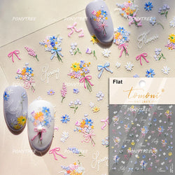 Hazy Feeling Bluestar-Amsonia Hubristic Blue Star Flower Floral Print 5D Soft Embossed Adhesive Nail Art Sticker Manicure Decals (ONLINE ORDER ONLY)
