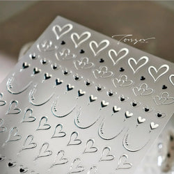 Line Love Heart Arc French Romantic Curve Punk Attitudinal Hollow Geometric Figure Adhesive Nail Art Stickers Manicure Decals (Online Order Only)