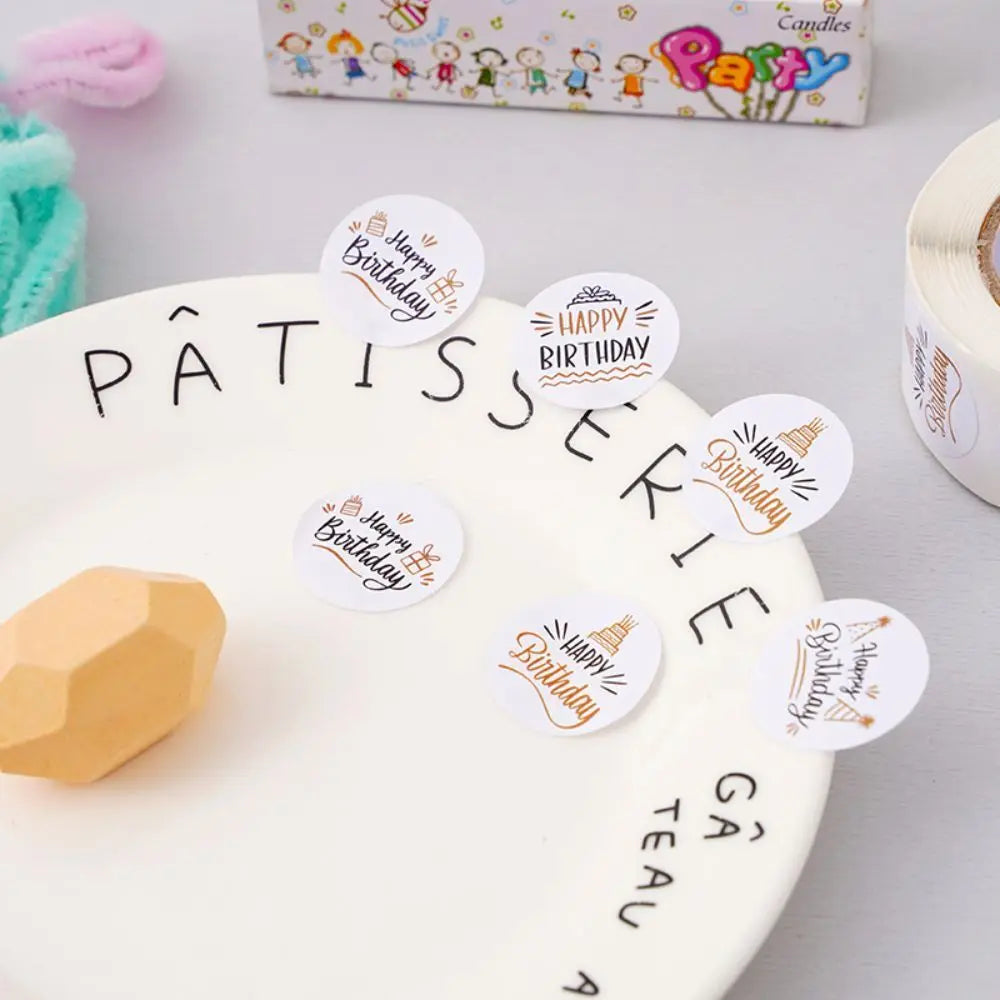100-500pcs Cute Happy birthday Stickers for Gift Wrapping Decoration Envelope Sealing Label Kids toys Stationery Stickers 1inch (ONLINE ORDER ONLY)
