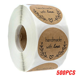 500pcs Vintage Kraft Paper Stickers Scrapbook Gift Stationery Label Stickers Handmade With Love Thank You For The Stickers (ONLINE ORDER ONLY)