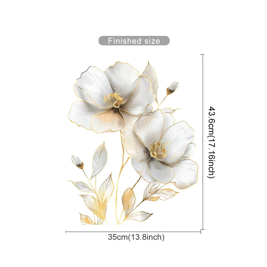 Beautiful Flower Wall Sticker For Living Room Background Decor Decals Bedroom Beautify Home Decoration Self-adhesive Wallpaper (Online Order Only)