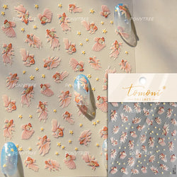 2025 God of Wealth Goldfish Koi Fish Lucky Cat Yuanbao Red Element Adhesive Nail Art Stickers Festival Atmosphere Manicure Decal (Online Order Only)