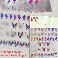Delicate Tender Purple Butterfly Seal Pattern Insect Shiny Golden Stroke Nail Art Decoration Sticker Dressy Laser Manicure Decal (ONLINE ORDER ONLY)