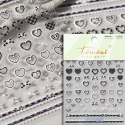 Black Silver Bowknot Love Heart Lace Irregular Line Lava Chic Self Adhesive Nail Art Stickers Embossed Reliefs Manicure Decals (Online Order Only)