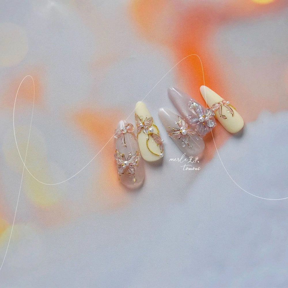Cute Jelly Bowknot Butterfly Chic Animals Ribbon Tie Shine 3D Fantasy Nail Art Decorations Stickers DIY Dreamy Manicure Decals (Online Order Only)