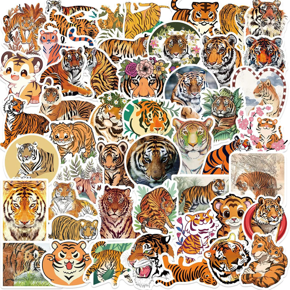 50Pcs Fierce Tiger Graffiti Stickers for Helmet, Wall, DIY Decor (ONLINE ORDER ONLY)