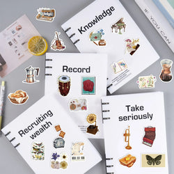 50pcs Time Secret Love Retro Notebook Sticker Aesthetics Cartoon Decals Waterproof Stickers Pack Party Decoration Gift Toys (ONLINE ORDER ONLY)