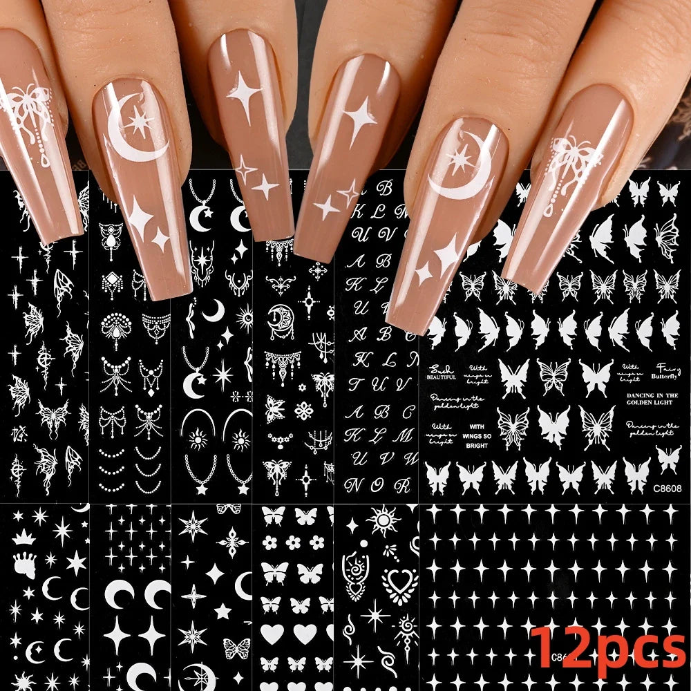 12pcs 3D Golden Glitter Heart Love Nail Stickers Valentine Self Adhesive Cute Cartoon Decal Geometry Slider Manicure Decoration* (ONLINE ORDER ONLY)