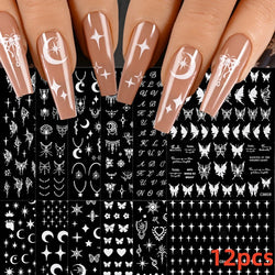 12pcs 3D Golden Glitter Heart Love Nail Stickers Valentine Self Adhesive Cute Cartoon Decal Geometry Slider Manicure Decoration* (ONLINE ORDER ONLY)