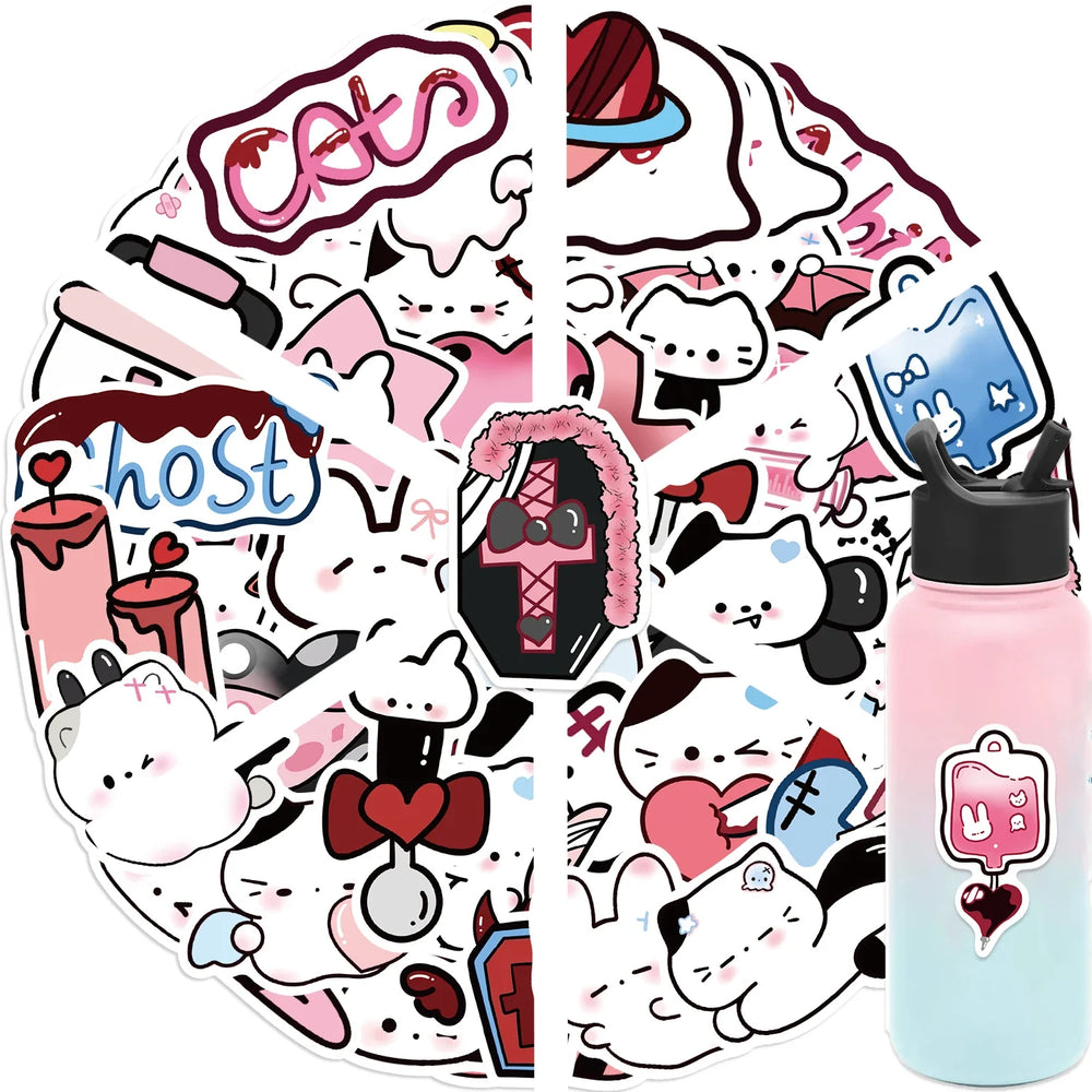 50Pcs Cute Funny Rabbit Animals Stickers Kawaii Cartoon Decals Skateboard Notebook Luggage Phone Car Sticker Toy (Online Order Only)