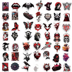 10/25/50pcs Red Gothic Horror Skeleton and Scary Devil Demons Sticker Packs (ONLINE ORDER ONLY)
