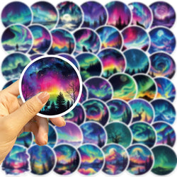 50Pcs Northern Lights Art Cartoon Stickers Mobile Phone Case Luggage Skateboard DIY Decorative Waterproof Stickers For Toy (ONLINE ORDER ONLY)