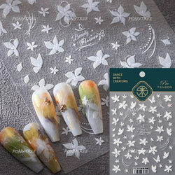 Pretty White Butterfly Flower Wreath Love Heart Crown Corsage Corolla Garland Delicate Adhesive Nail Art Sticker Manicure Decals (ONLINE ORDER ONLY)