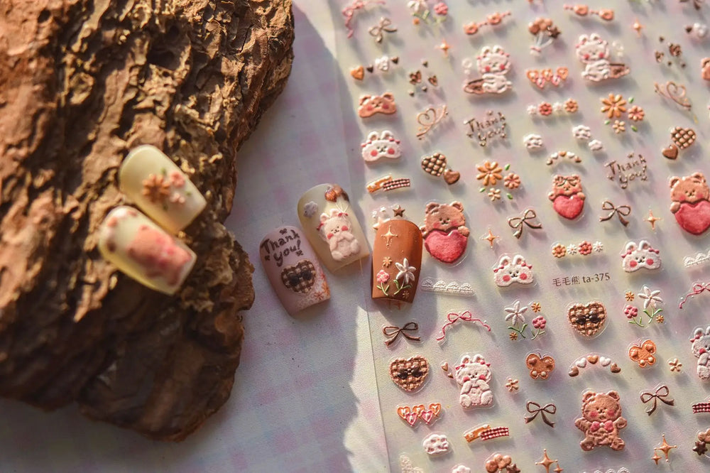Cookies Chocolate Love Heart Flower Bowknot Rabbit Bunny Lace Bear Star Bouquet Rabbit Adhesive Nail Art Sticker Manicure Decal (ONLINE ORDER ONLY)
