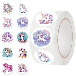 100-500pcs Cute Cartoon Unicorn Sticker Childrens Reward Gift Label Decoration Teacher Encouragement Student Stationery Sticker (Online Order Only)