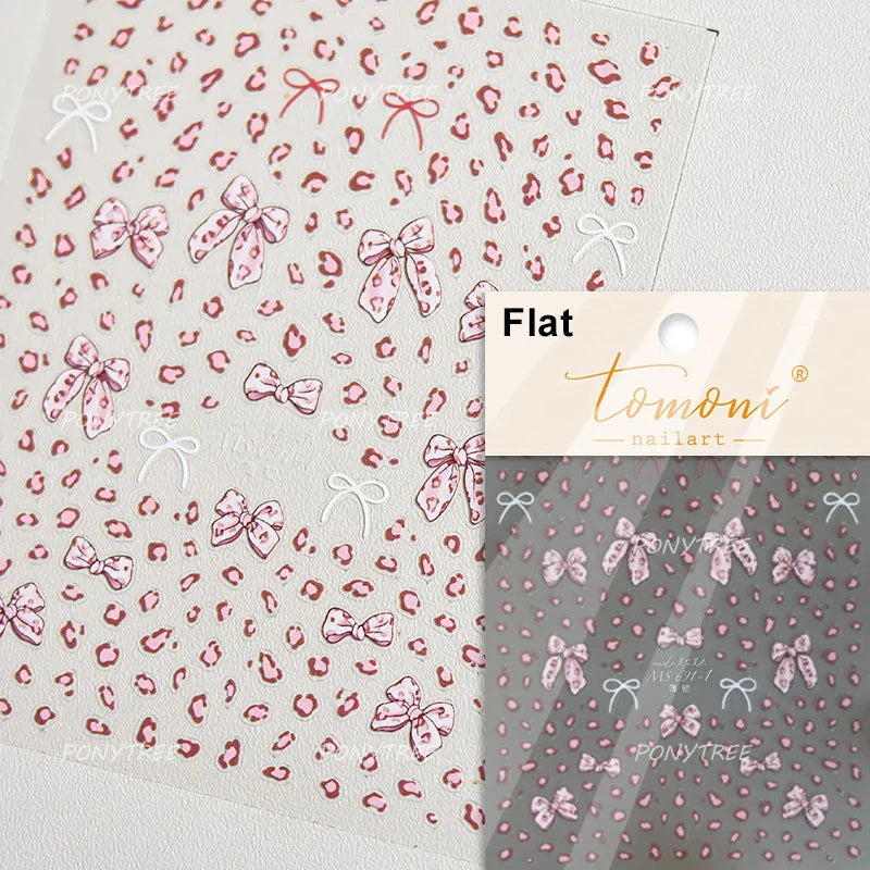Colourful Grid Bowknot Charming Silk Ribbon Tie Chic 5D Self Adhesive Nail Art Sticker Sparkle Crystal Rhinestone Manicure Decal (ONLINE ORDER ONLY)