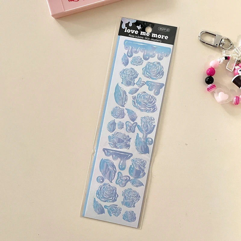 8Pcs/lot Korean ins Butterfly Rose Sticker Diary Scrapbooking DIY Album Decoration Sticker Aesthetic Stationery Art Supplies (ONLINE ORDER ONLY)