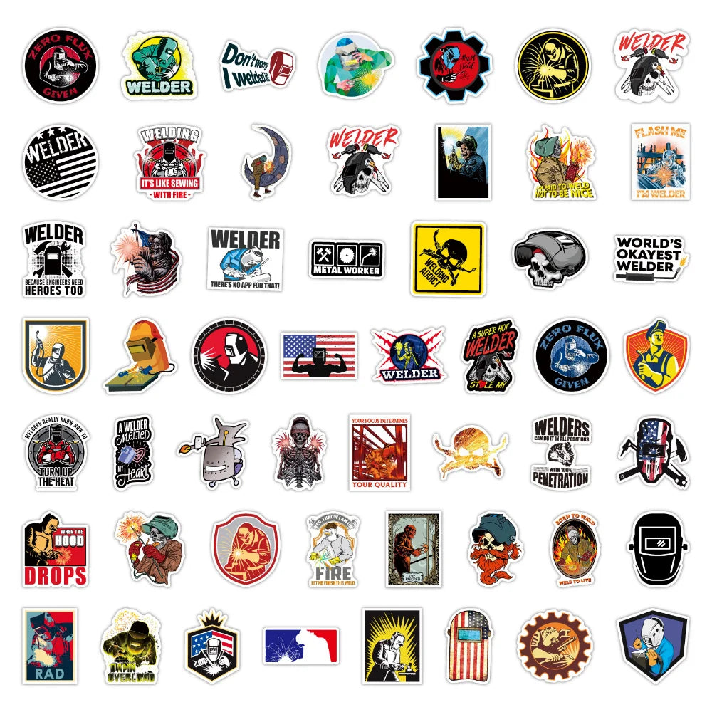 100Pcs Cool Welder Electric welding Graffiti Stickers Lable For Refrigerator Cars Helmet DIY Gift box Bicycle Guitar (ONLINE ORDER ONLY)