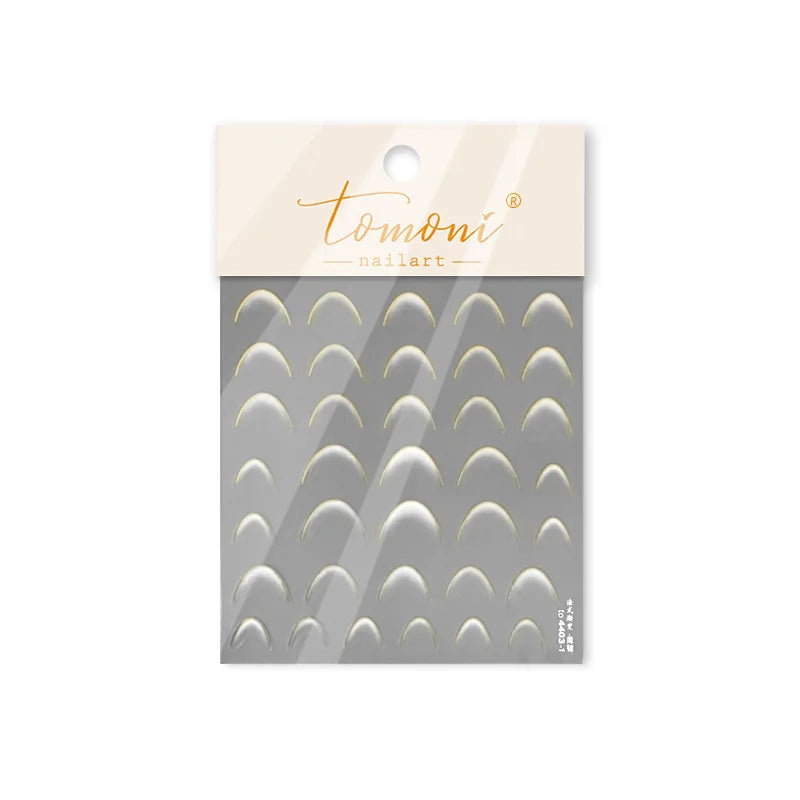 Geometric White Black Red Romantic French Arc Illusion Curve Embossed Relief Self Adhesive Nail Art Stickers 3D Manicure Decals (ONLINE ORDER ONLY)