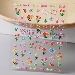 1pc 5D Flower Design Nail Art Stickers Colorful Flowers Nail Art Decals For DIY & Nail Salons Self-Adhesive Nail Art Supplies *^ (ONLINE ORDER ONLY)