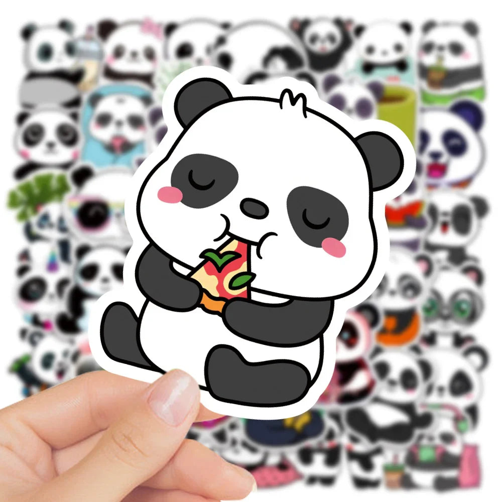 50Pcs Cute Panda Cartoon Animal Stickers Luggage Skateboard Cute DIY Cool Graffiti Waterproof Funny Kid Toy Sticker Decal (ONLINE ORDER ONLY)