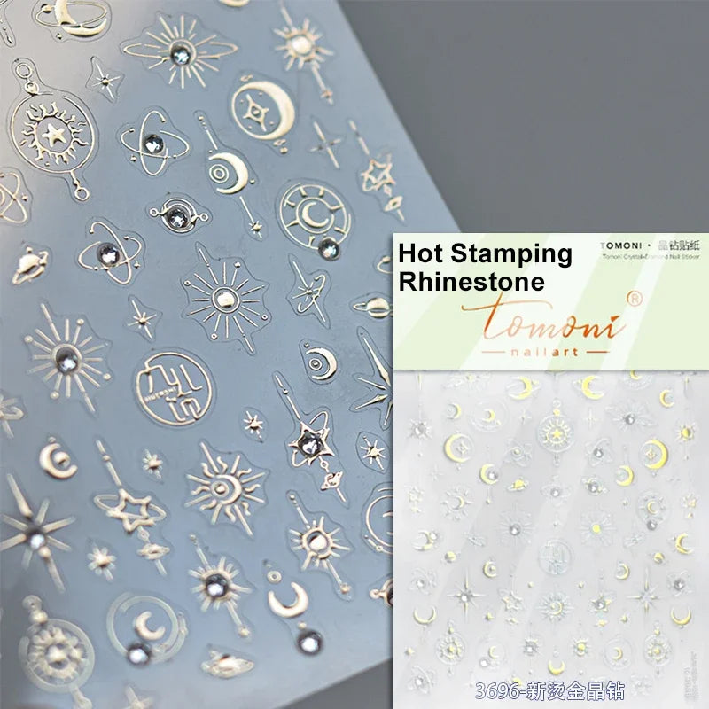 Dreamy Moon Star Cloud Butterfly Starrylight Rhinestone 5D Soft Embossed Relief Nail Art Sticker 3D Decal Decoration Manicure (ONLINE ORDER ONLY)