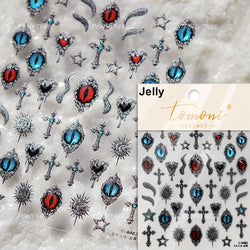 Retro Red Butterfly Snake Rose Flower Evil Eyes Gothic Architecture Cross Dark Self Adhesive Nail Art Stickers Manicure Decals (ONLINE ORDER ONLY)