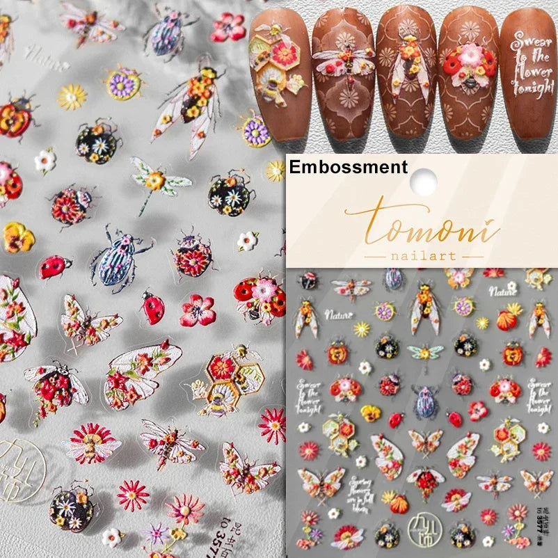 Gothic Dark Spider Butterfly Cross Flame Wings Halloween Horror Rose Flower Rabbit Pumpkin Bear Nail Art Stickers Manicure Decal (ONLINE ORDER ONLY)