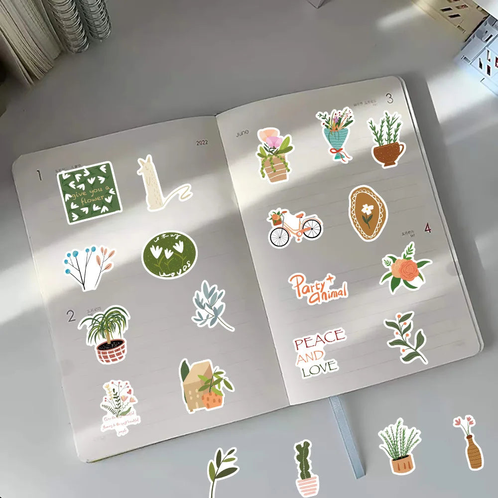 10/60Pcs Vintage Art Bohemia Stickers Retro Boho Cartoon Vinyl Decals Laptop Phone Car Scrapbooking Notebook Sticker Kid Toy (ONLINE ORDER ONLY)