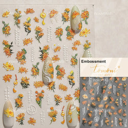 Spring Pink Lily of The Valley Flowers Blooming Blue Bowknot Heart 5D Soft Relief Self Adhesive Nail Art Sticker Manicure Decals (Online Order Only)