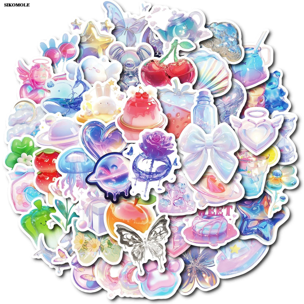 Liquid Metal Stickers for DIY Motorcycle, Laptop, Skateboard, Notebook, Bike - 10/30/50PCS Kawaii Graffiti Decor (Online Order Only)