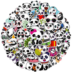 50Pcs Cute Panda Cartoon Animal Stickers Luggage Skateboard Cute DIY Cool Graffiti Waterproof Funny Kid Toy Sticker Decal (ONLINE ORDER ONLY)