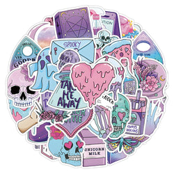 10/30/50pcs Gothic Magic Skull Cartoon Stickers Decals Laptop Car Phone Motorcycle Fridge Bike Cool Waterproof Sticker Kids Toys (ONLINE ORDER ONLY)