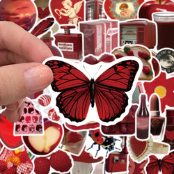 10/30/50PCS Cartoon Red Stickers Cute Ins Style Aesthetic Decals Gift Decoration For DIY Fridge Phone Bike Motorcycle Guitar Toy (ONLINE ORDER ONLY)