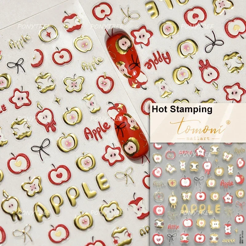 Colored Shiny Jelly Claw Paw Pudding Dessert Cherry Bowknot Cake Bow Tie Drink Food Love Heart Nail Art Sticker Manicure Decal (ONLINE ORDER ONLY)