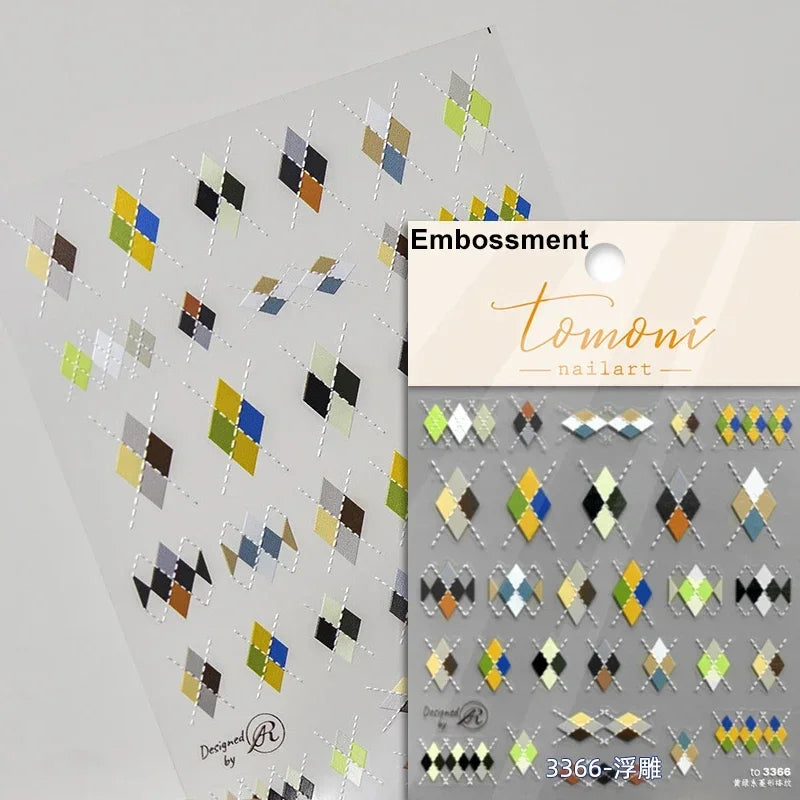 Shiny Colorful Color Block Fragment Square Fragment Grid Rhombus 3D Self Adhesive Nail Art Stickers Rhinestone Manicure Decals (Online Order Only)