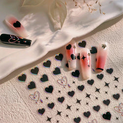 Black Punk Star Heart Laser Stroke Dark Wind Sexy Water Droplet Delicate Adhesive Nail Art Decorations Stickers Manicure Decals (ONLINE ORDER ONLY)