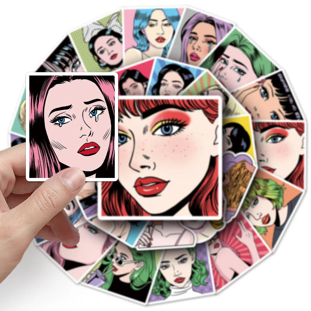 10/50Pcs Pop-Art Stickers Skateboard Guitar Suitcase Laptop Bike Phone Car Waterproof Joke Graffiti Sticker Decal Kid Toy (ONLINE ORDER ONLY)