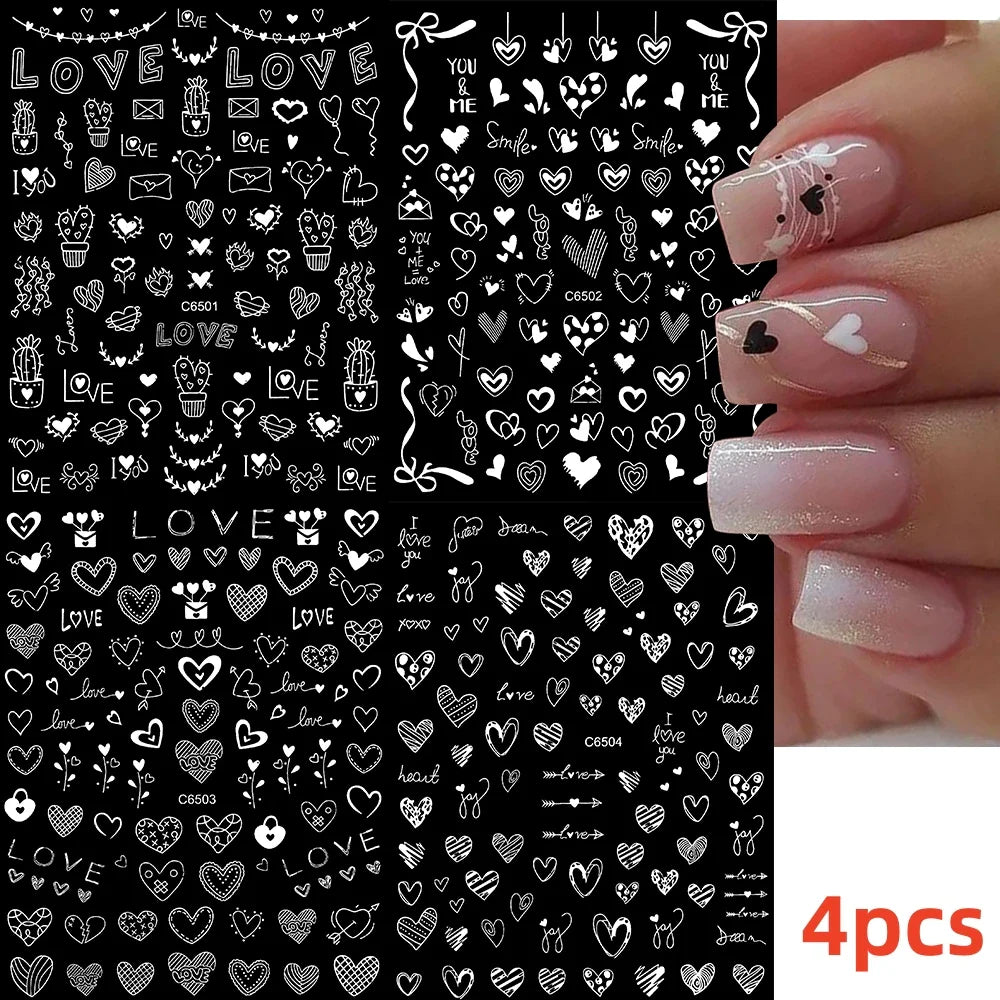 5/8Pcs 3D Hawaiian Flowers Nail Art Stickers Summer Decors with Tropical Leaves Slider Vibrant Pink & White Flowers for Parties* (ONLINE ORDER ONLY)