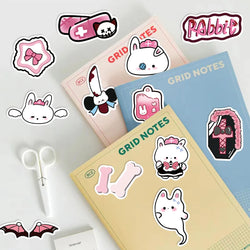 50Pcs Cute Funny Rabbit Animals Stickers Kawaii Cartoon Decals Skateboard Notebook Luggage Phone Car Sticker Toy (Online Order Only)