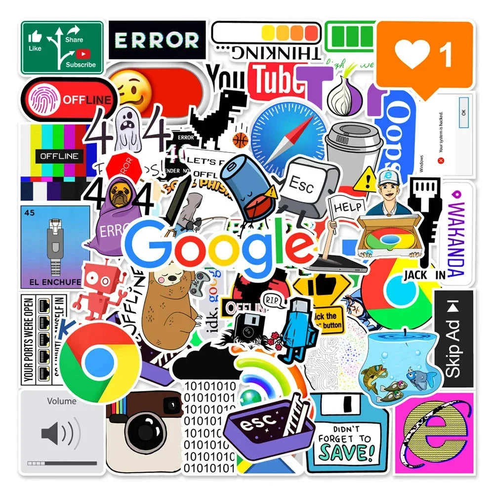50Pcs Programming 404 Network Error Graffiti Stickers Laptop Motorcycle Car Skateboard Waterproof Cartoon Sticker Decal (Online Order Only)