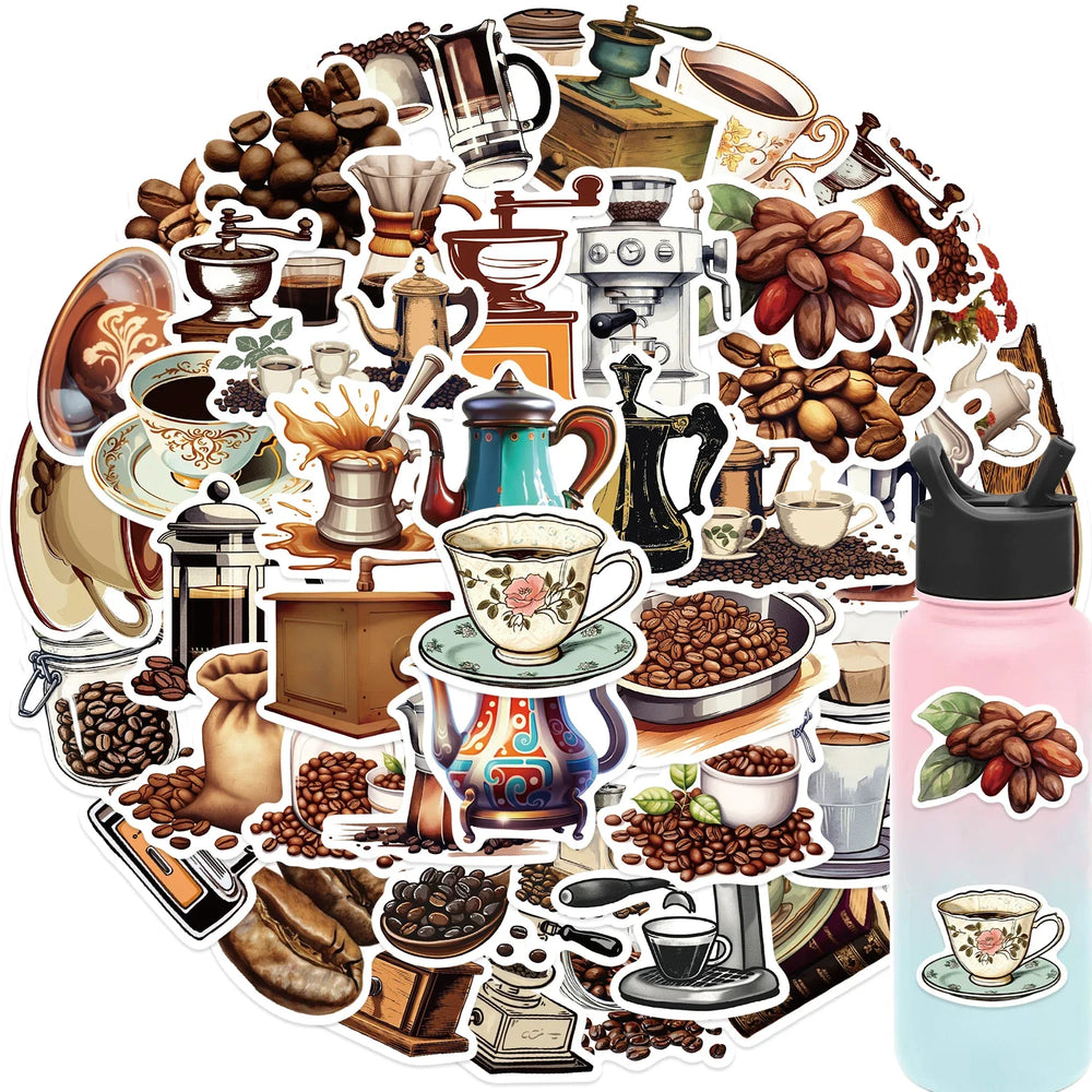 50 pcs Hot Coffee Bean Stickers Fashion Home Bedroom Decor Mural Decal Theme Door Wallpaper Sticker (ONLINE ORDER ONLY)