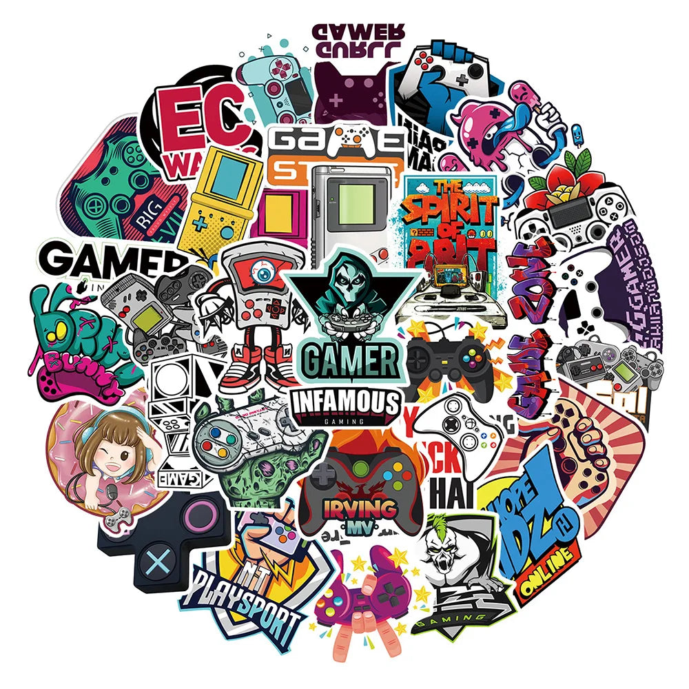 10/30/50pcs Cool Vintage Video Game Stickers Decal Skateboard Laptop Phone Bike Car Funny Waterproof Sticker Kids Classic Toys (ONLINE ORDER ONLY)
