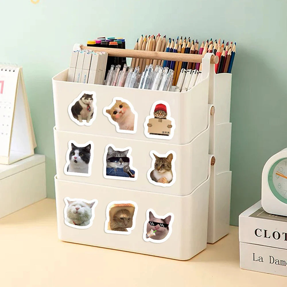 100-500pcs Cartoon Meme Cat Stickers For School Reward Stickers Classroom Decoration Encouragement Sticker For Student Teacher (ONLINE ORDER ONLY)