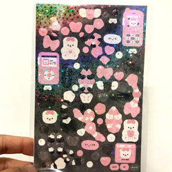 Korean Cute Devil Bear Dialog Laser Sticker Scrapbooking DIY Album Decoration Sticker Aesthetic Kawaii Stationery Halloween Gift (ONLINE ORDER ONLY)