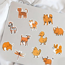 50PCS Cartoon Orange Animals Stickers For Laptop Suitcase Skateboarding Snowboard Retro Vinyl Home Sticker Cute Graffiti Decals (ONLINE ORDER ONLY)