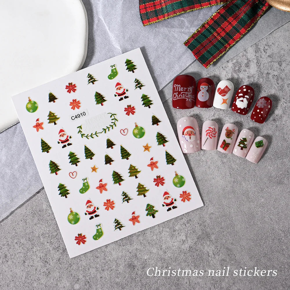 Merry Christmas Penguin Nail Art Sticker 3D Slider Deer Santa Claus Decal New Year Nail Decorations Sticker Manicure Accessories (ONLINE ORDER ONLY)